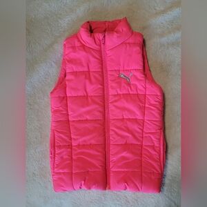 Puma Pink Puffer Vest with Logo